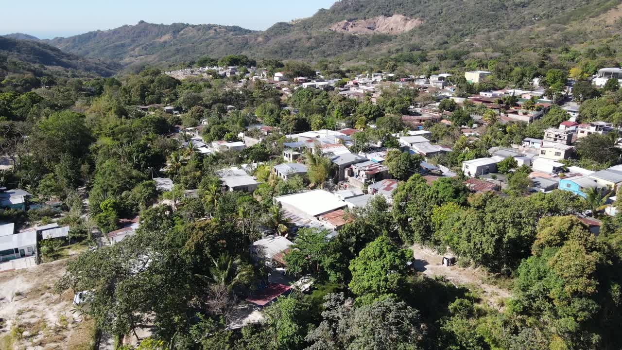 Aerial view of a small village in a Latin American country