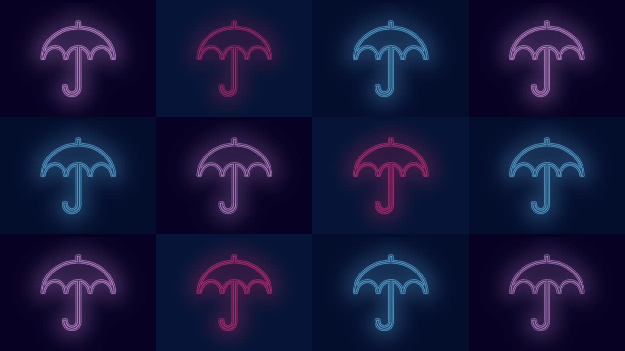 Motivo a ombrello arcobaleno al neon pulsante a righe 1