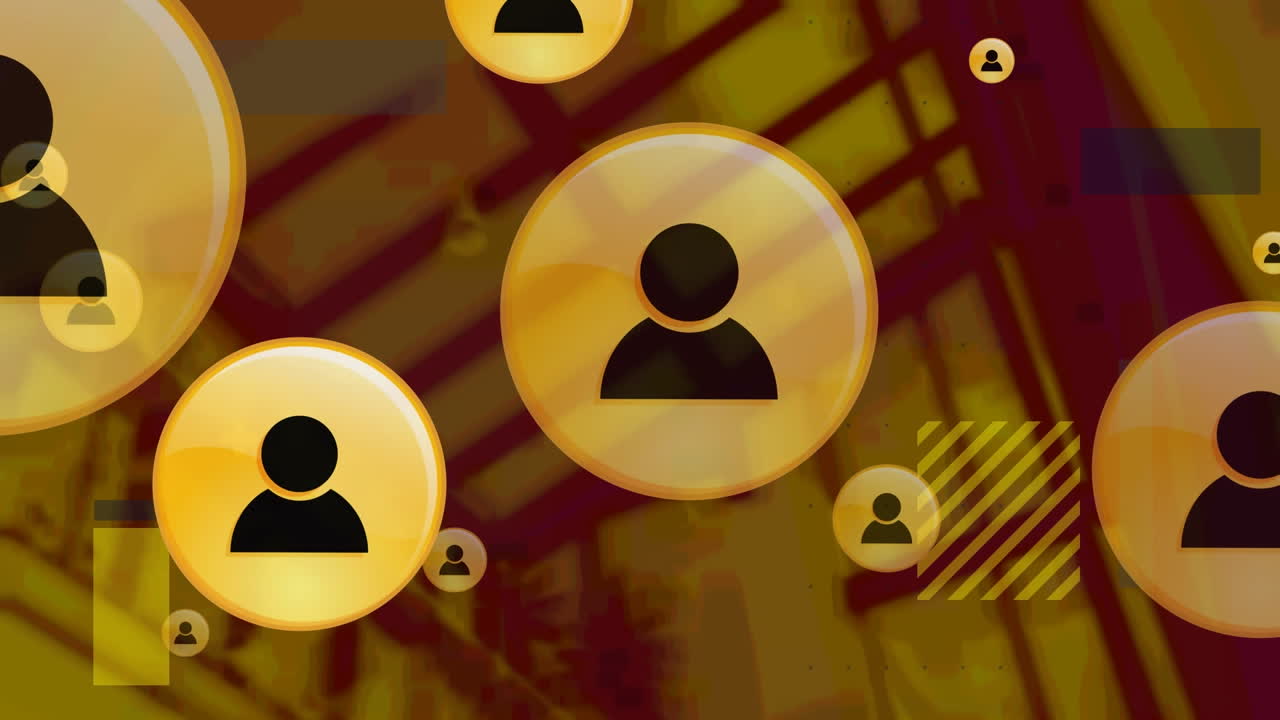 animación de iconos sobre el paisaje urbano