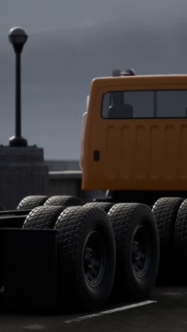 close-up of a semi-truck's tires