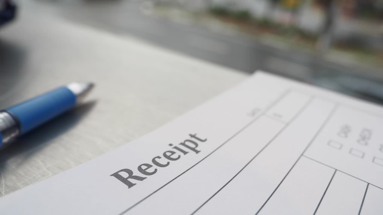 Receipt on a table