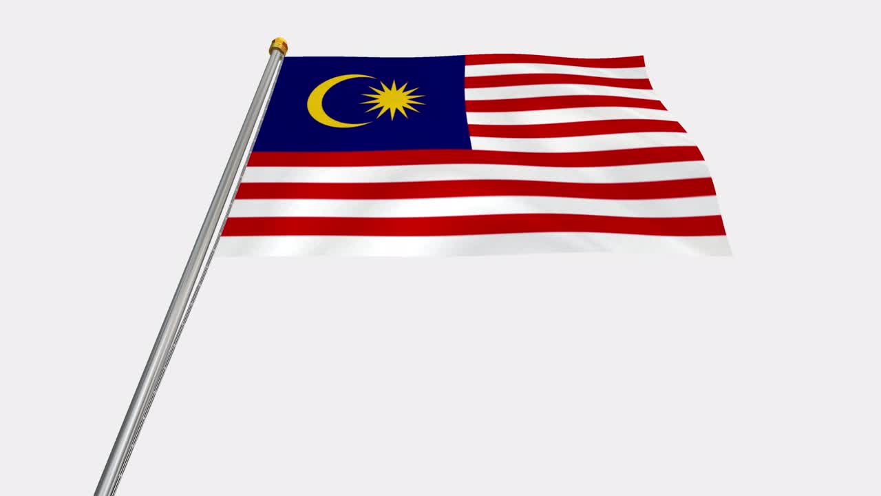 Video in loop della bandiera della Malesia che sventola al vento, video in slow motion 4K, con canale alfa