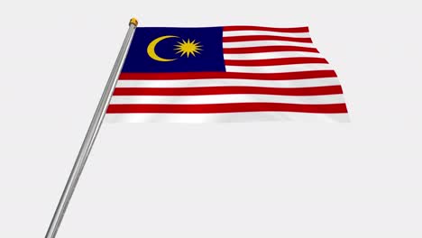 vídeo de bucle de la bandera de malasia revoloteando en el viento, vídeo en cámara lenta de 4k, con canal alfa