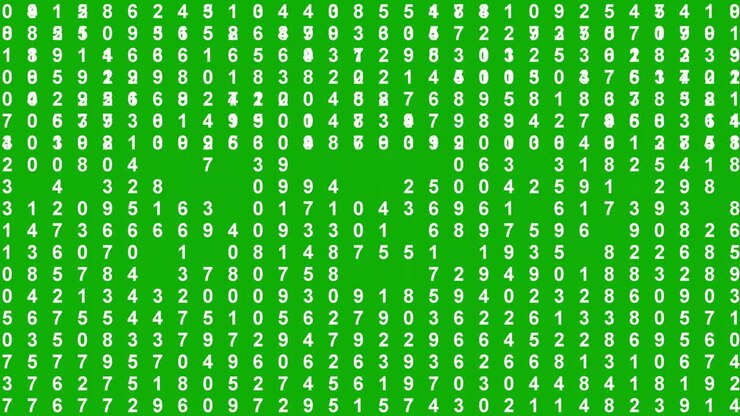 Digital numbers pattern motion graphics with green screen background