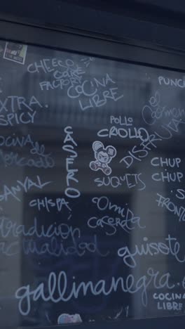 chalkboard with spanish writing and cartoon sticker