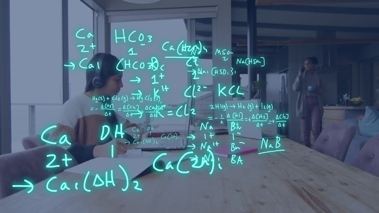 중동 여성 학생에 대한 데이터 처리의 애니메이션