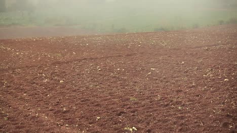 Close-Up-Footage-of-Red-Soil-Ready-For-New-Seeding-Process-In-The-Farmland