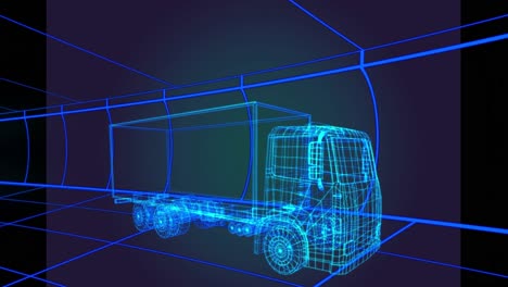 Animation-of-3d-car-drawing-and-grid-background