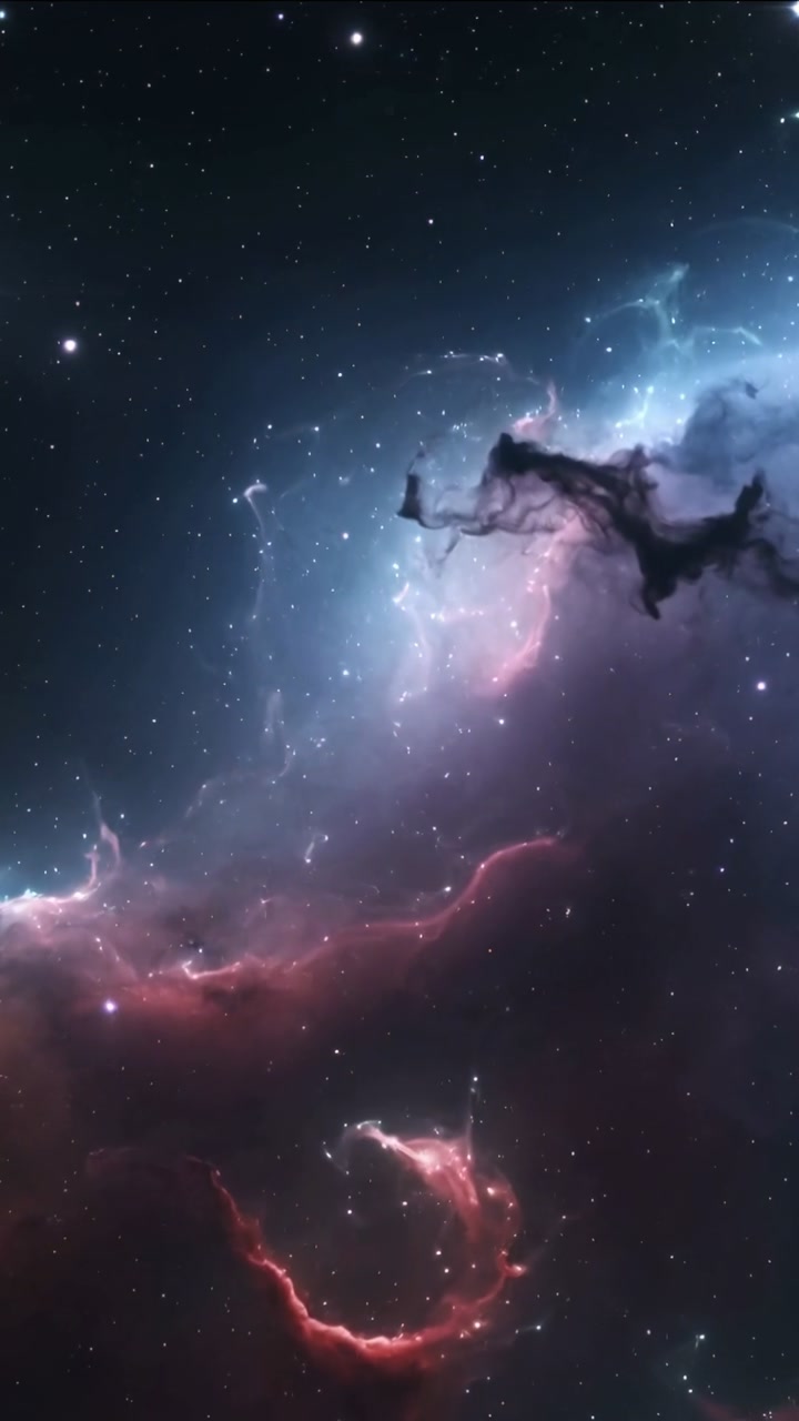 View drift starting, nebula shifting, filament stretching, red arc brightening to reveal detail