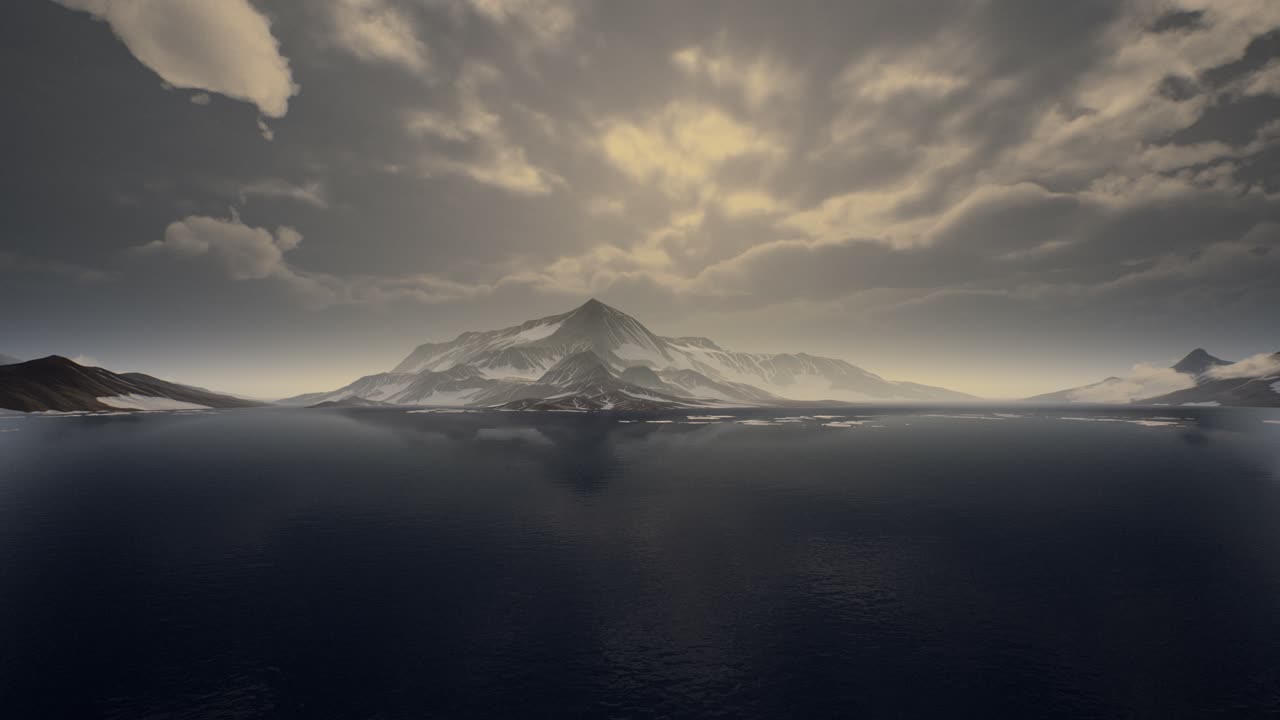 Mountains covered with ice in Antarctic landscape