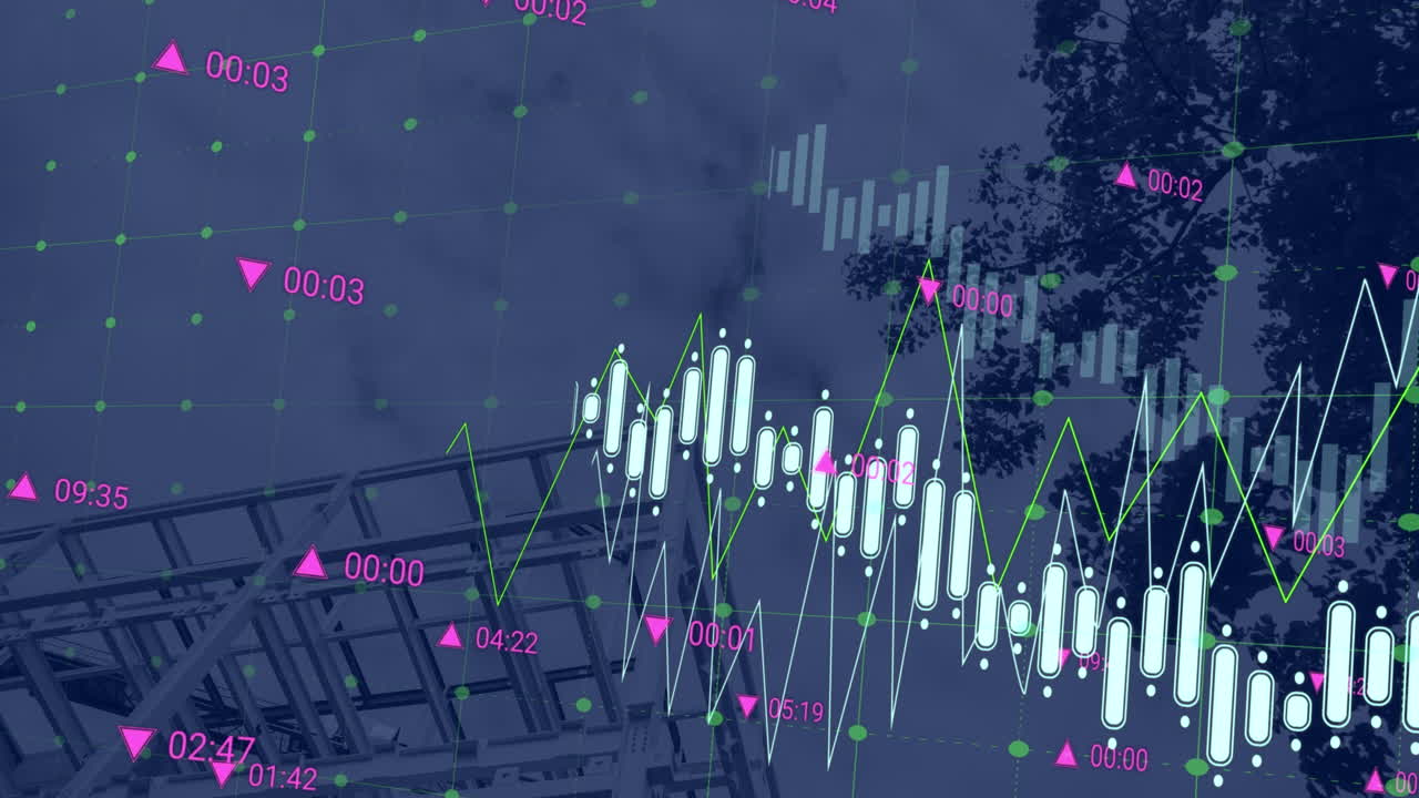 건설 현장에서 금융 데이터 처리의 애니메이션