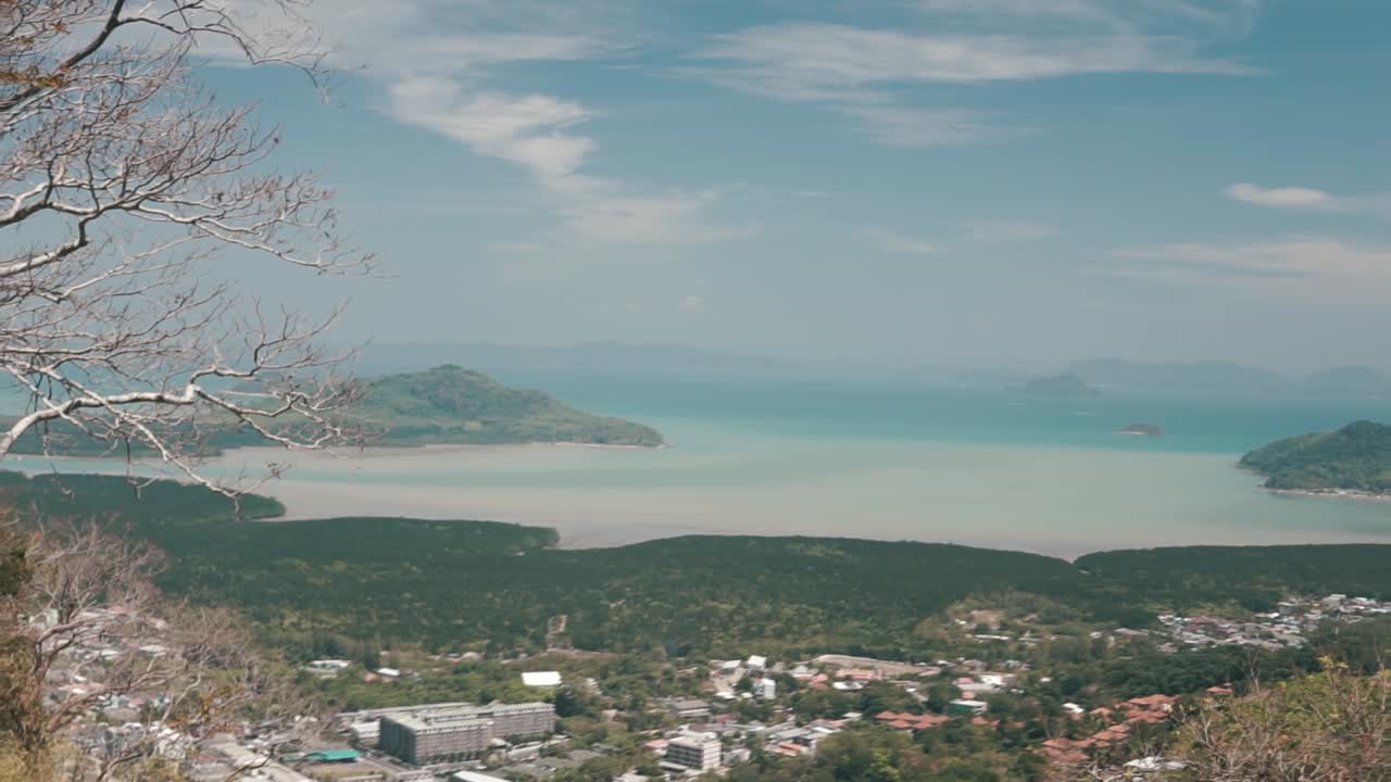 Stunning Panoramic View of Tropical Island from a Mountaintop