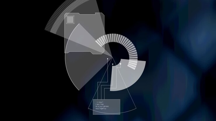 Animation of scope scanning over screens on black background