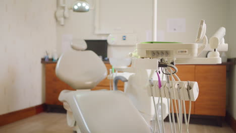 closeup of an empty dentist chair