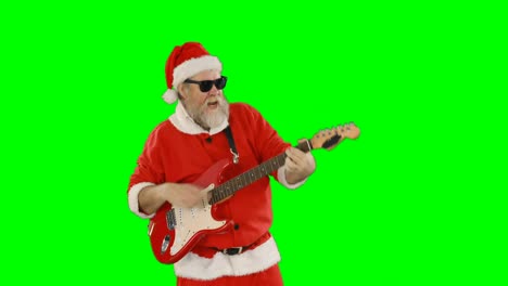 Papá-Noel-Cantando-Una-Canción-Y-Tocando-La-Guitarra.