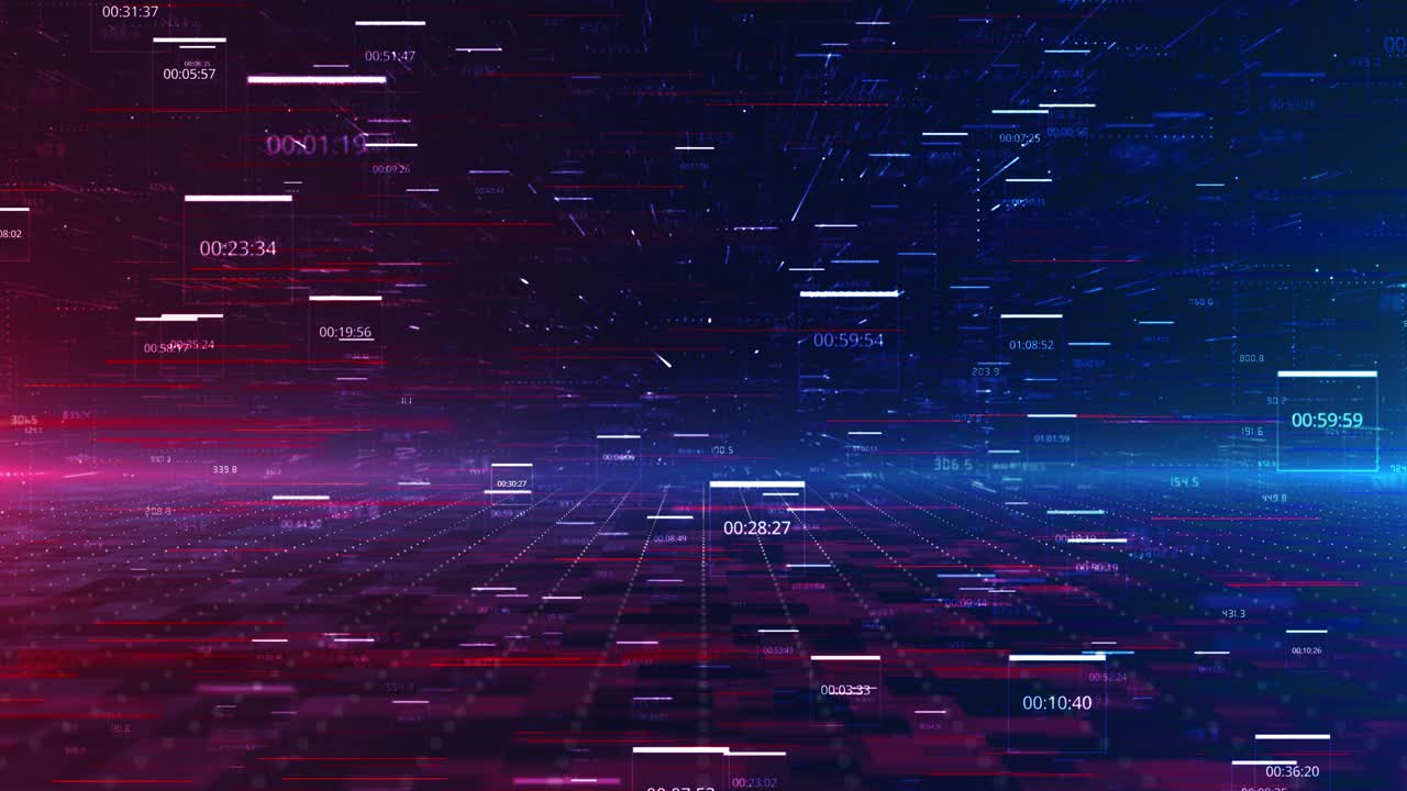 Abstract animation data panels numbers light streaks moving futuristic grid space for big data