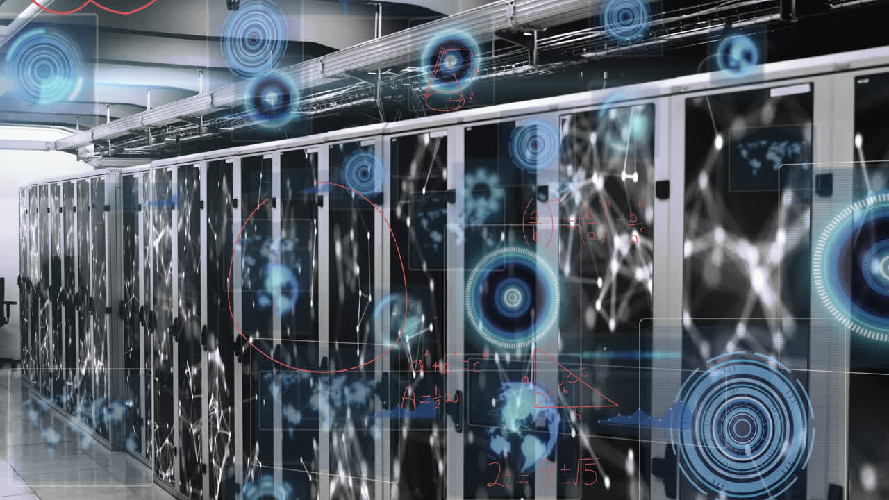 Animation of data processing over server room