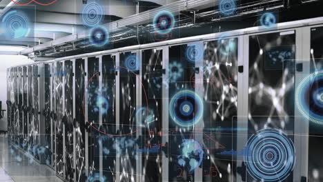 animation of data processing over server room