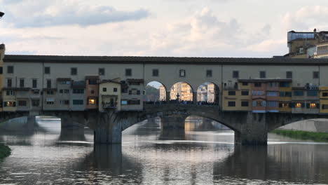 track right shot of ponte vecchio during sunset