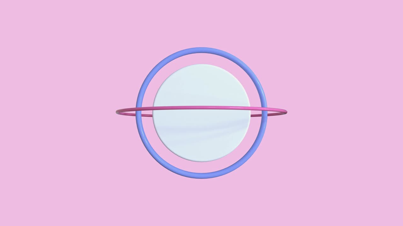 분홍색 장면, 기하학적 원 모양, 추상적인 모션 그래픽, 3d 렌더링