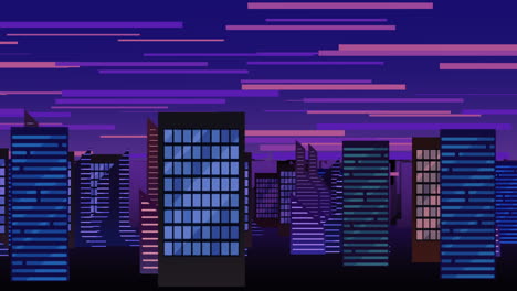 cartoon animation background with motion clouds and buildings 8