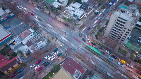 Santiago-De-Chile-Straßen-Schwenken-Tima-Ablauf-Straßen-Verkehrsrausch