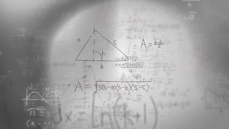 Animationsdiagramm-Und-Schwebende-Mathematische-Gleichungen-Mit-Abstraktem-Muster-über-Whiteboard