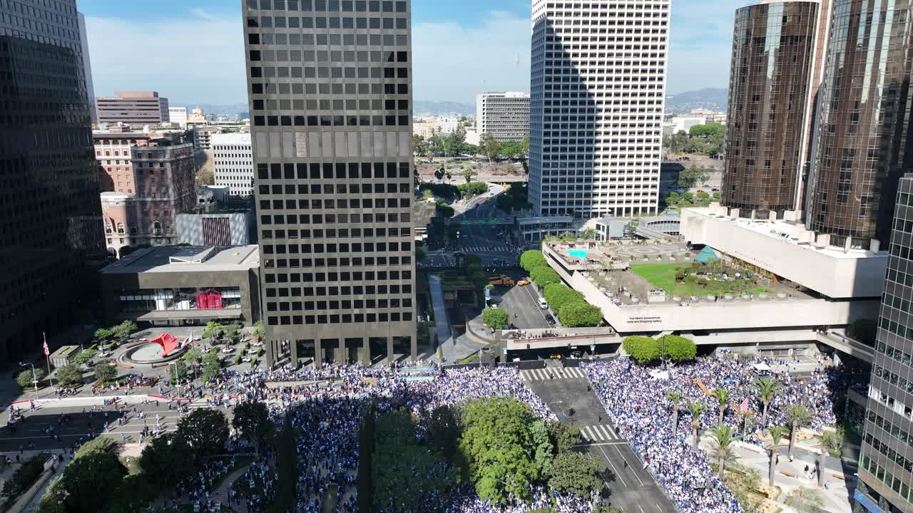Downtown Los Angeles Aerial View with Los Angeles Library in Frame