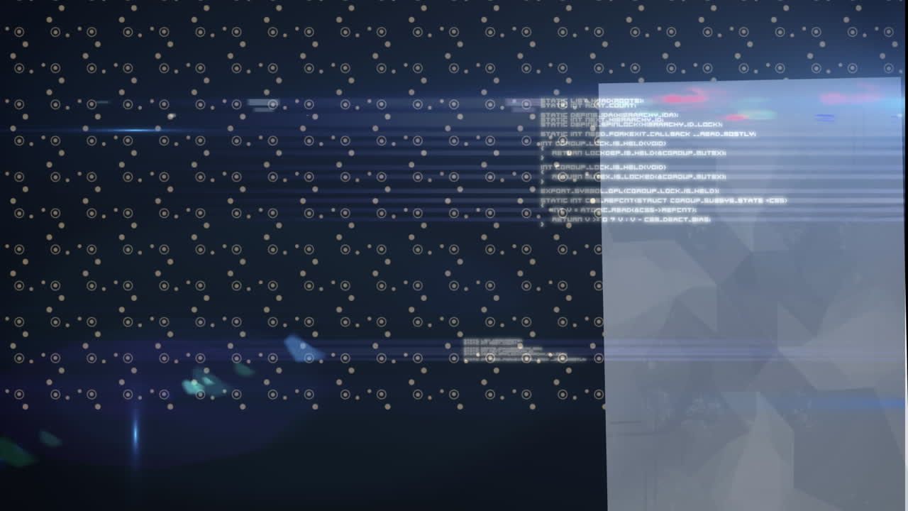 네온 모양의 애니메이션과 검은색 배경의 데이터 처리