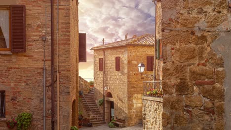 Old-italian-town-in-Tuscany-at-sunset-4k-time-lapse-footage