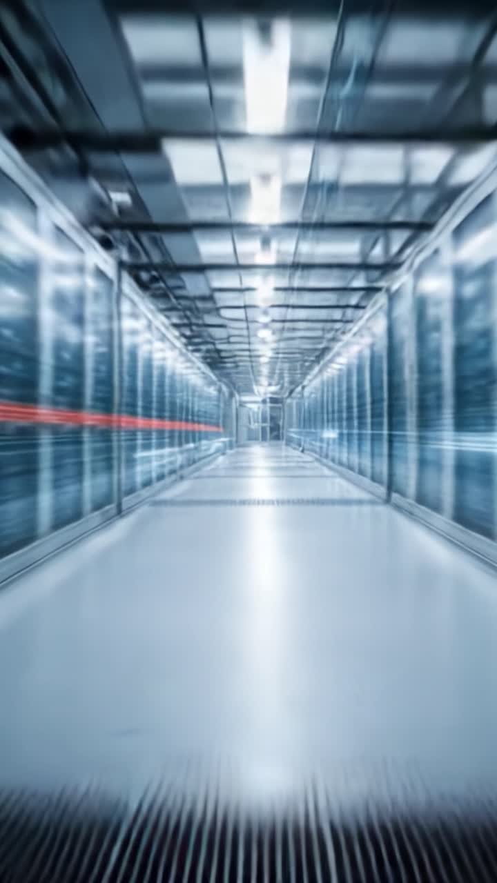 Un corridoio ad alta tecnologia in un moderno data center che mostra rack di server avanzati e un design ottimizzato per una gestione dei dati e una connettività efficienti.