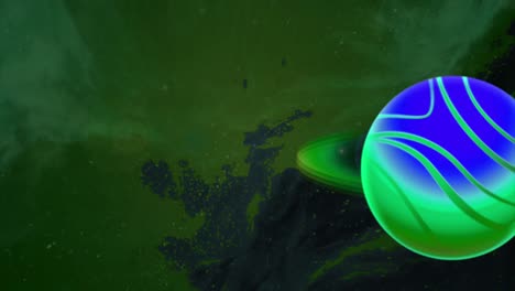 alien planet in a green nebula