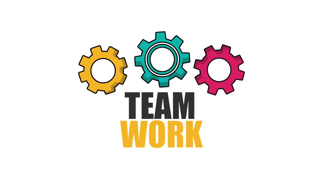 Ingranaggi meccanici colorati, lavoro di squadra