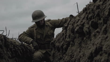 world war one soldier in a trench