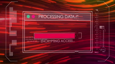 animación del procesamiento de datos sobre los senderos de luz roja