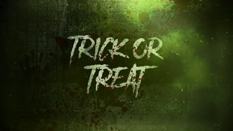 animation text trick or treat on mystical on mystical horror background with dark blood