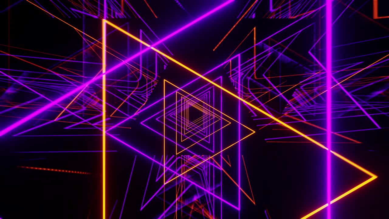 vj anello al neon dei triangoli ruotati