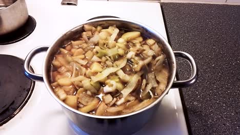 pot full of delicious white cabbage soup with pork - cooking pork cabbage soup