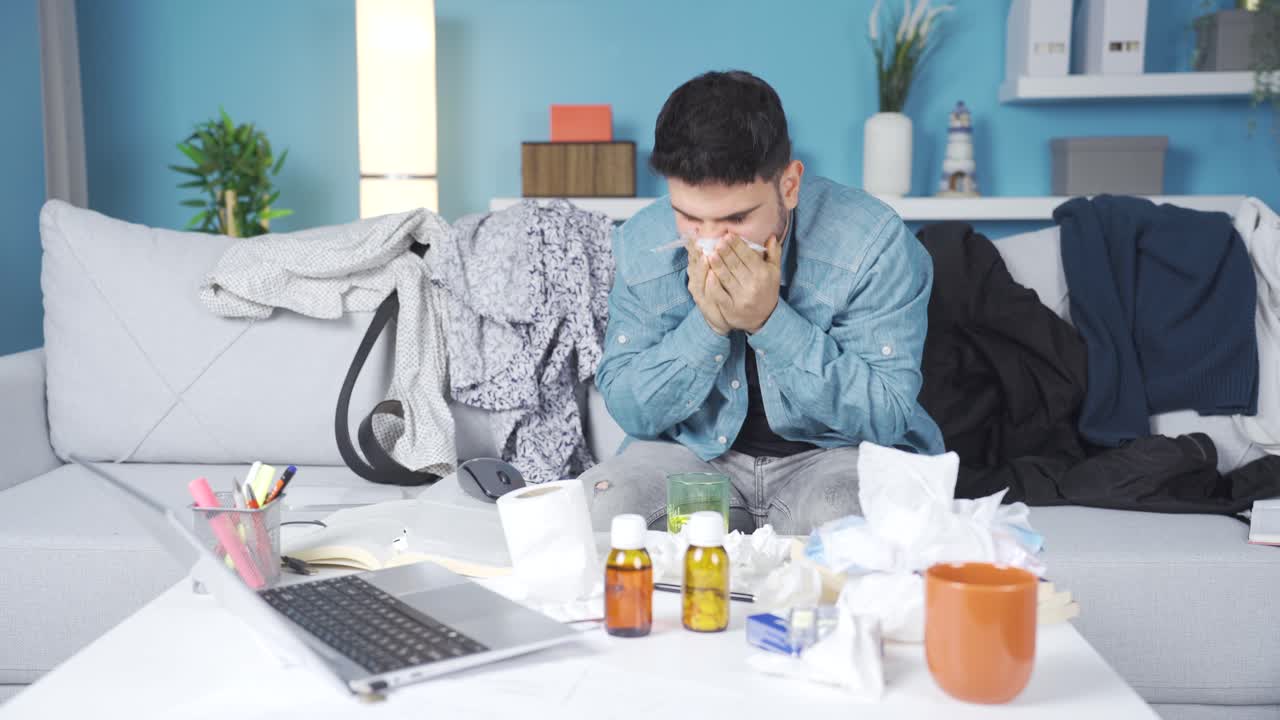 독감 환자의 재채기, 느슨한 피곤함.