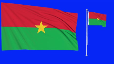 green screen waving burkina faso flag or flagpole