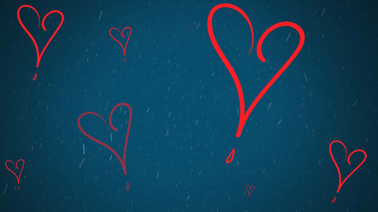 animación de corazones rojos moviéndose sobre un fondo azul