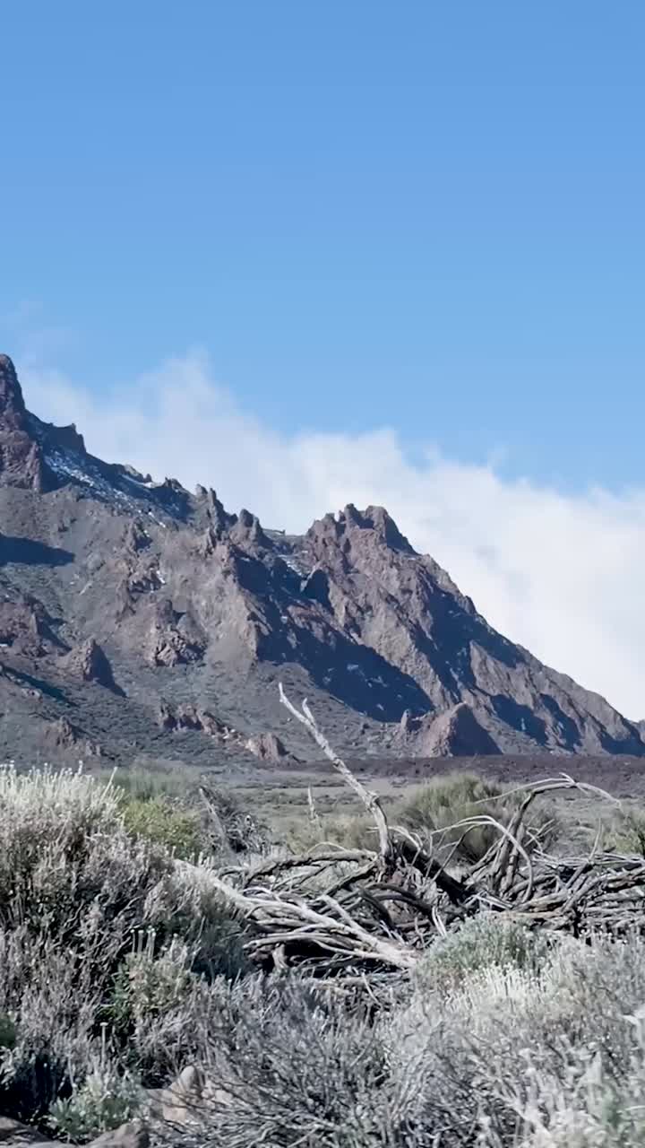 Veduta panoramica di montagne rocciose e arbusti aridi in una giornata di sole