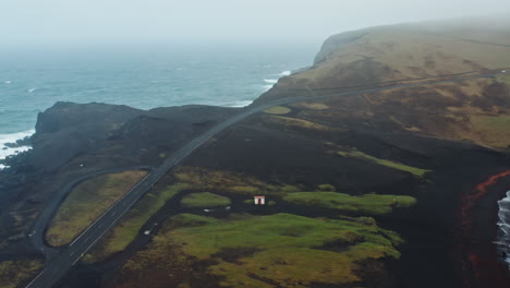 Dramatic-Aerial-Drone-shot-over-Icelandic-Coastline