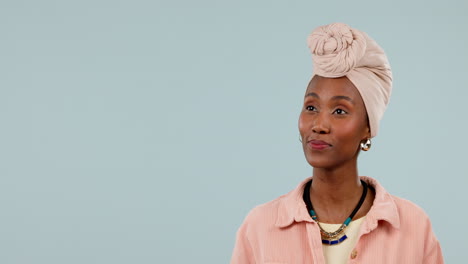 mujer africana, retrato y dedo señalador