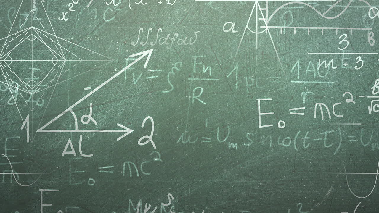 fórmula matemática de primer plano y elementos en la pizarra 2