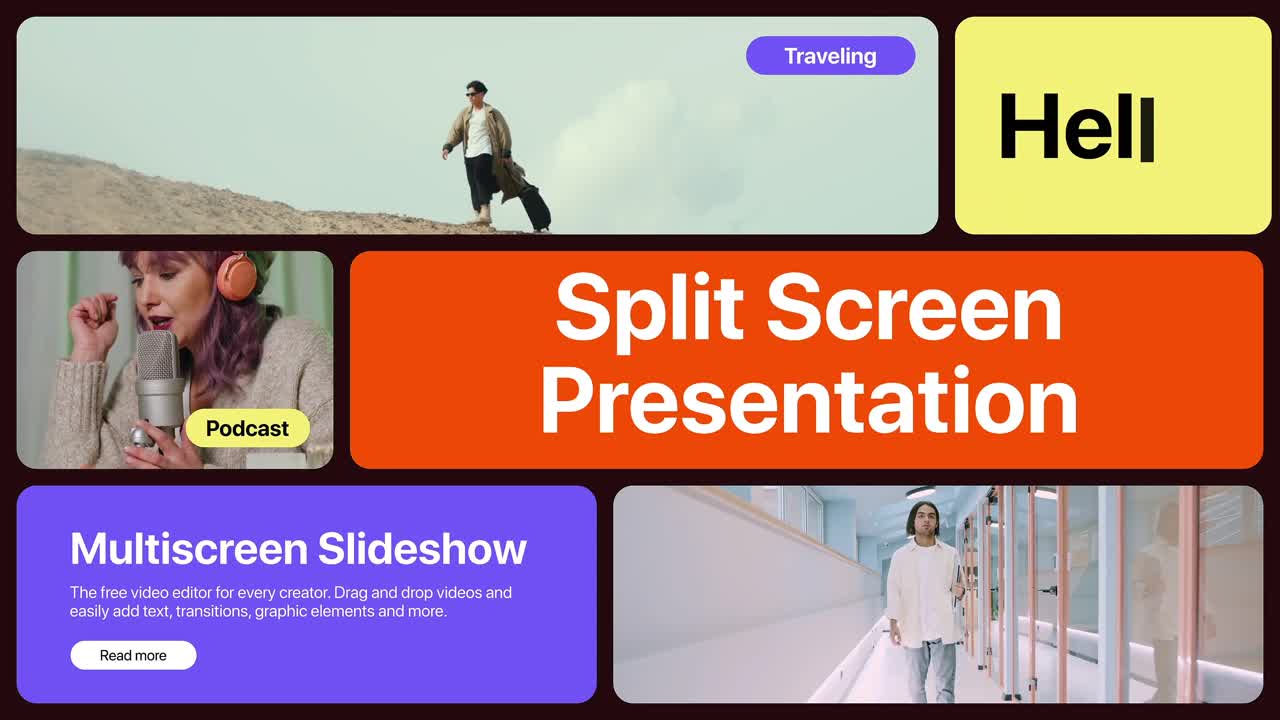 Slideshow multi-schermo di tendenza per contenuti visivi eleganti e moderni per i social media