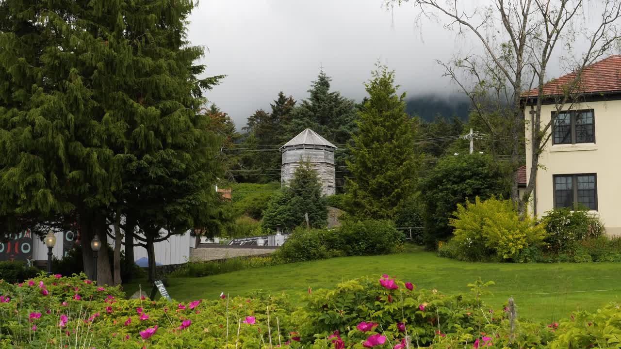 Russian Blockhouse on Kaagwaantaan St, Sitka, Alaska.A replica of the Russian fortification around the town of Sitka