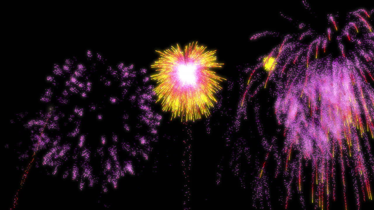 animación de fuegos artificiales coloridos sobre un fondo negro