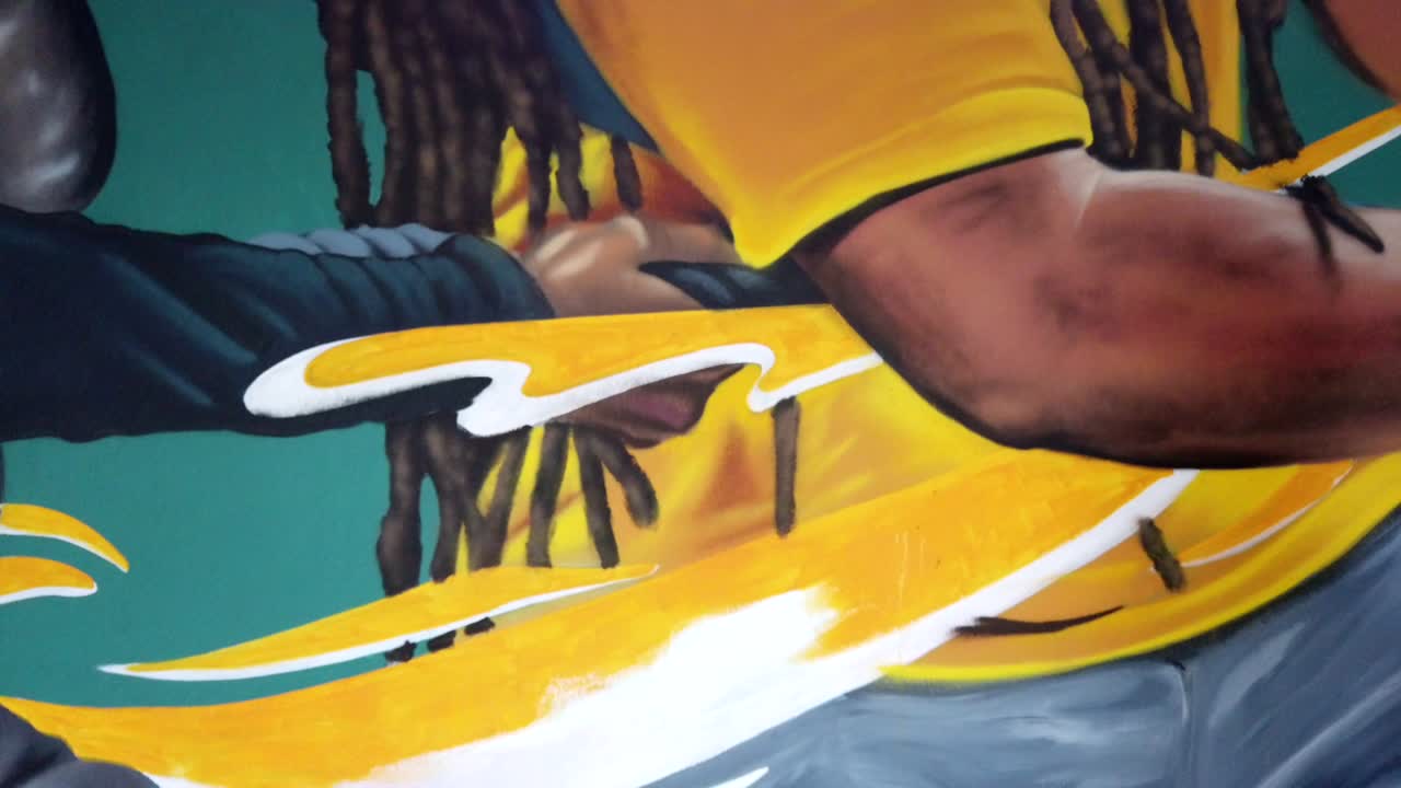 Close up of graffiti details on wall