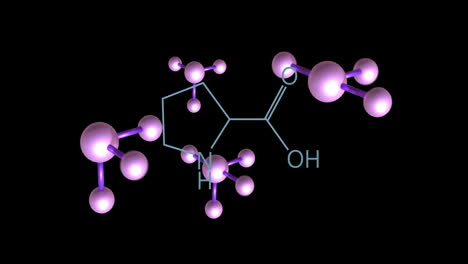 animation of moving chemical formula on black background